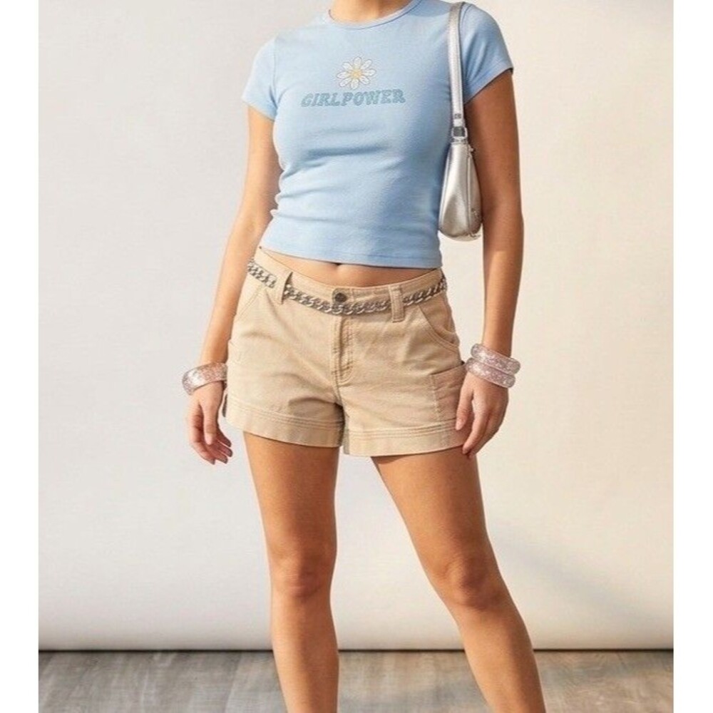Vintage Periscope Y2K Khaki Cargo Shorts Low Rise Utility Mini Shorts 11 Bratz